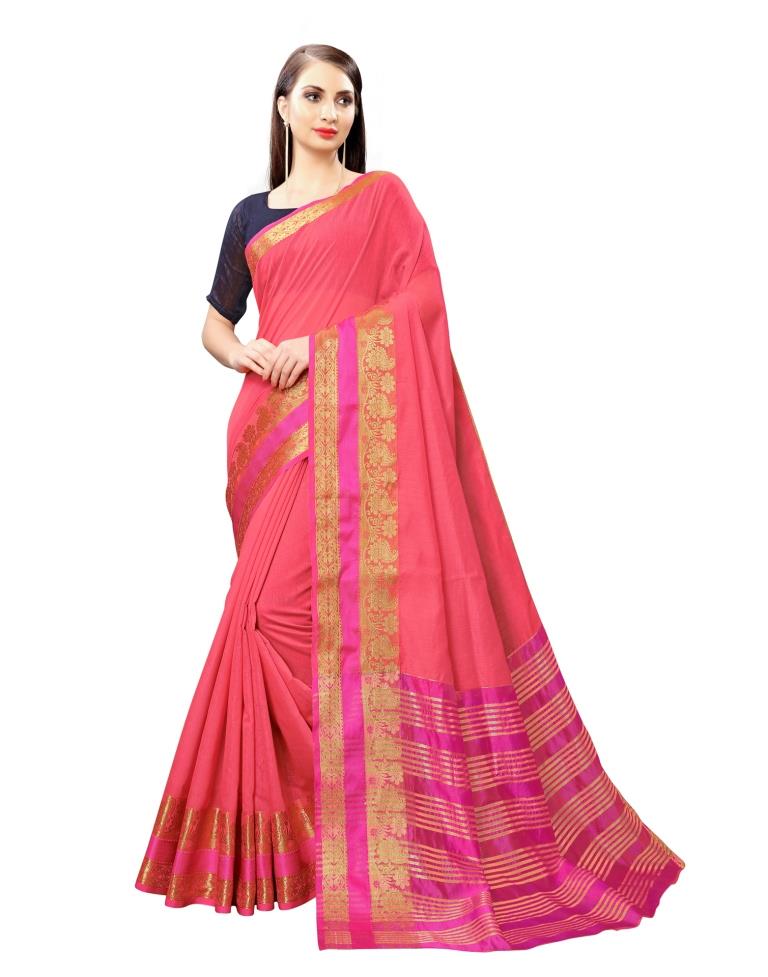 Peach Cotton Silk Saree | Sudathi