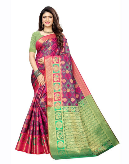 Pink Coloured Poly Silk Banarasi Jacquard Partywear saree | Leemboodi