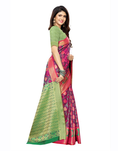 Pink Coloured Poly Silk Banarasi Jacquard Partywear saree | Leemboodi