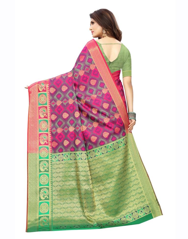 Pink Coloured Poly Silk Banarasi Jacquard Partywear saree | Leemboodi