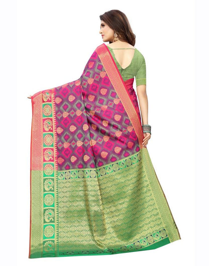 Pink Coloured Poly Silk Banarasi Jacquard Partywear saree | Leemboodi