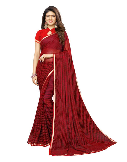 Red Coloured Chiffon Printed Casual saree | Sudathi