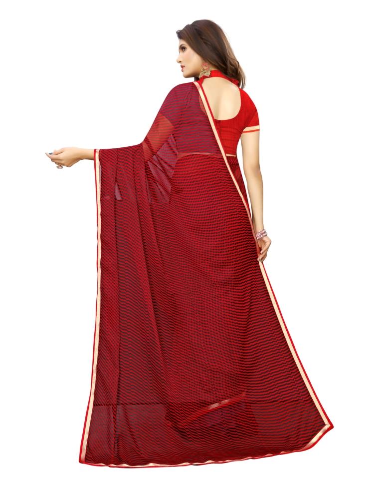 Red Coloured Chiffon Printed Casual saree | Sudathi