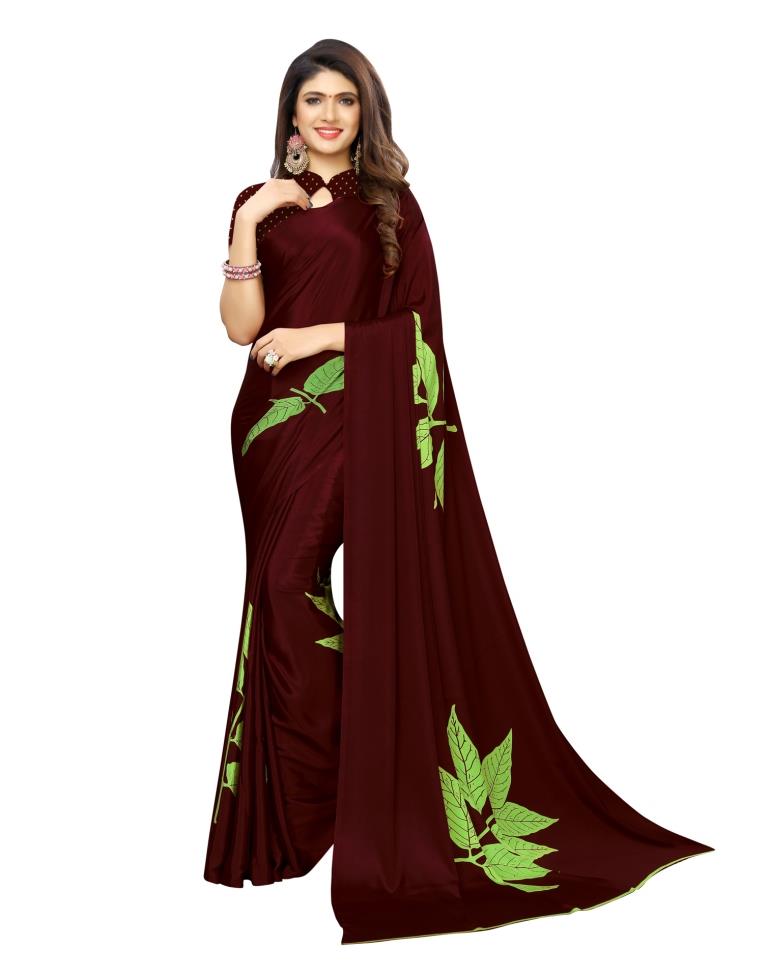 Maroon Coloured Crepe Printed Casual saree | Sudathi