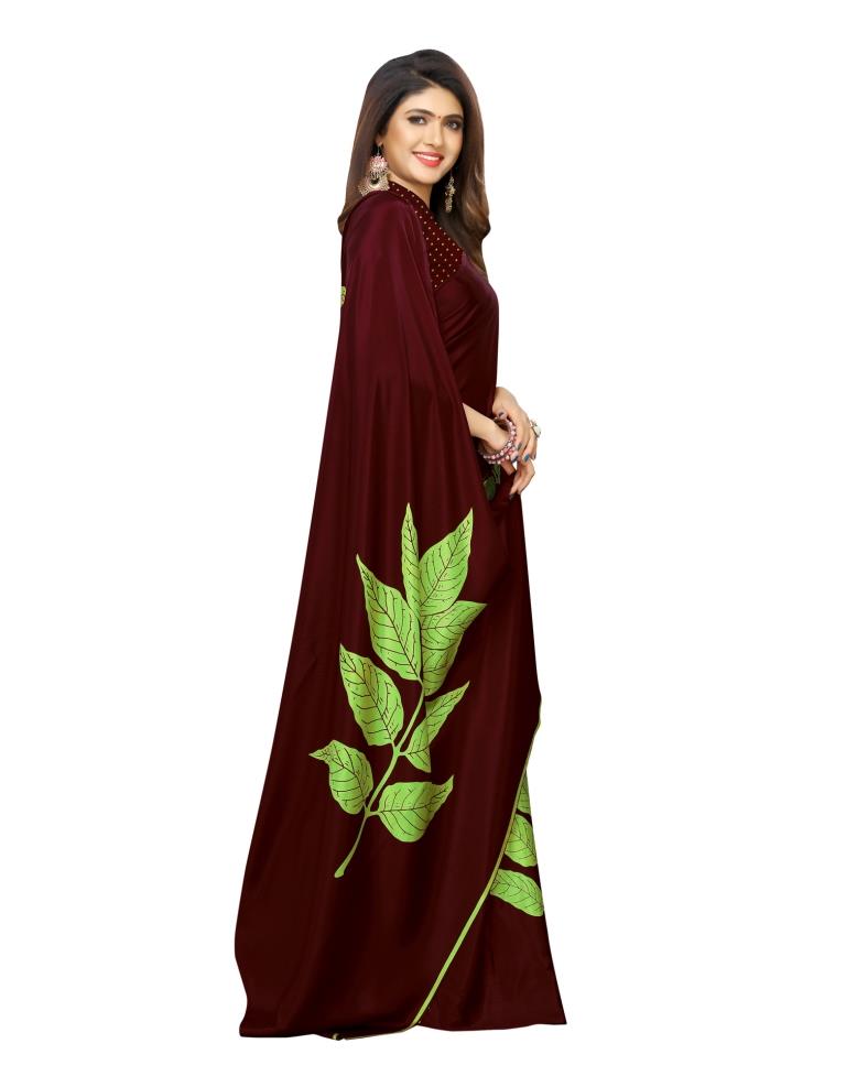 Maroon Coloured Crepe Printed Casual saree | Sudathi