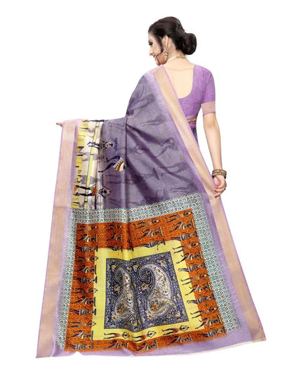 Purple Coloured Chanderi Silk Printed Casual saree | Leemboodi