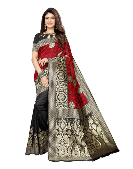 Black Coloured Poly Silk Banarasi Jacquard Partywear saree | Sudathi