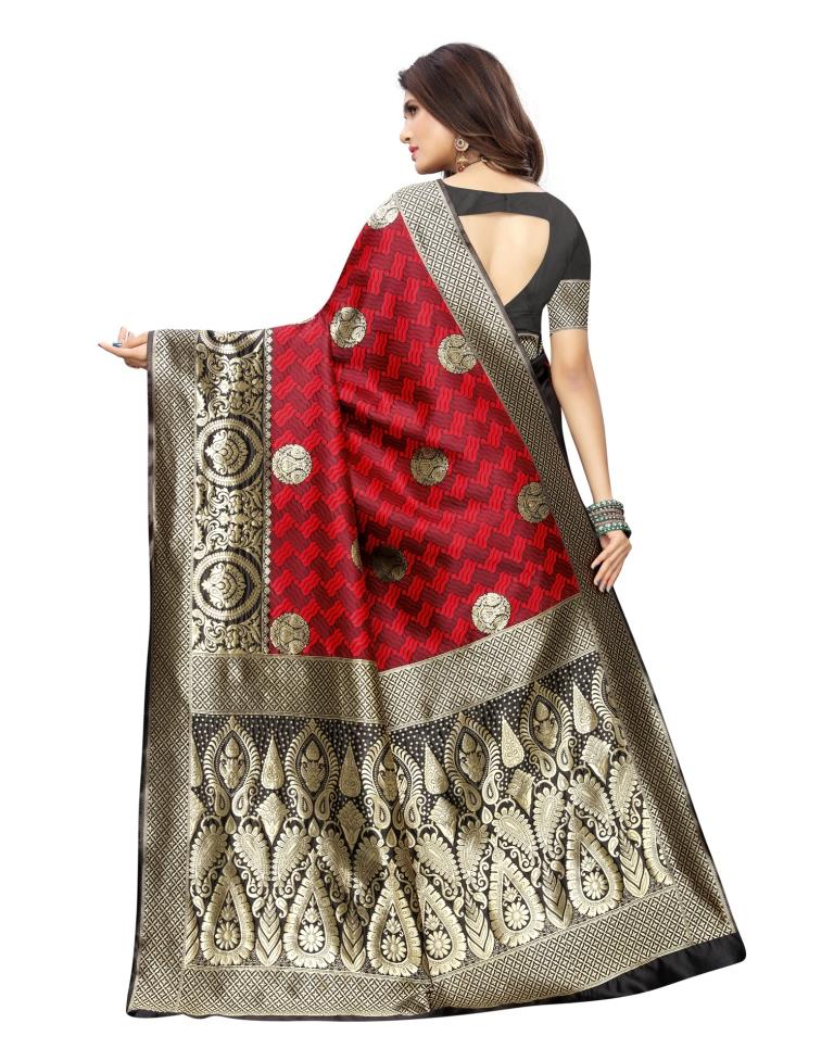 Black Coloured Poly Silk Banarasi Jacquard Partywear saree | Sudathi