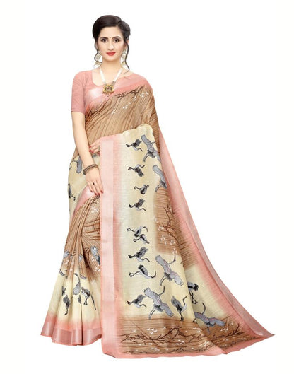Brown Chanderi Silk Saree | Leemboodi