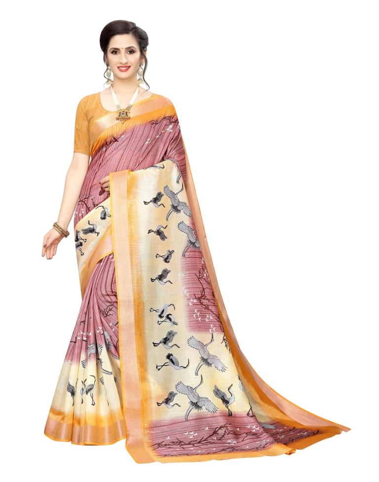 Rose Brown Chanderi Silk Saree | Sudathi