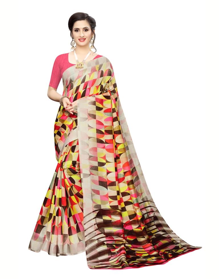 Beige Chanderi Silk Saree | Sudathi