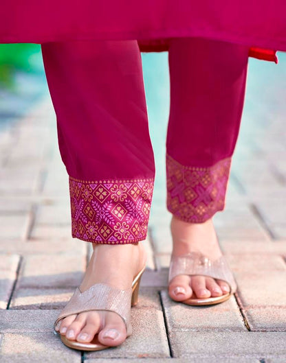 Pink Cotton Sequence Straight Kurta Set With Dupatta