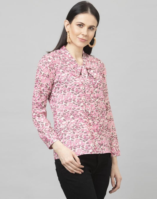 Fantastic Pink Coloured Digital Printed Crepe Tops | Leemboodi