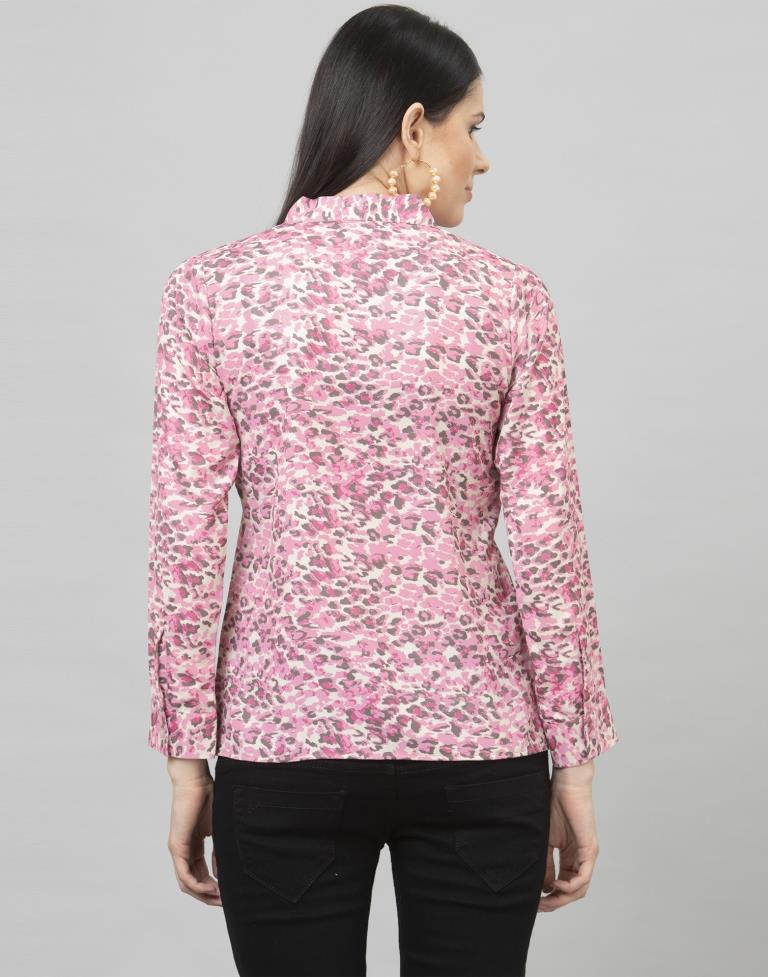 Fantastic Pink Coloured Digital Printed Crepe Tops | Leemboodi