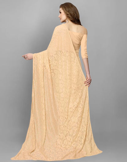 Beige Coloured Russell Net Partywear saree | Leemboodi