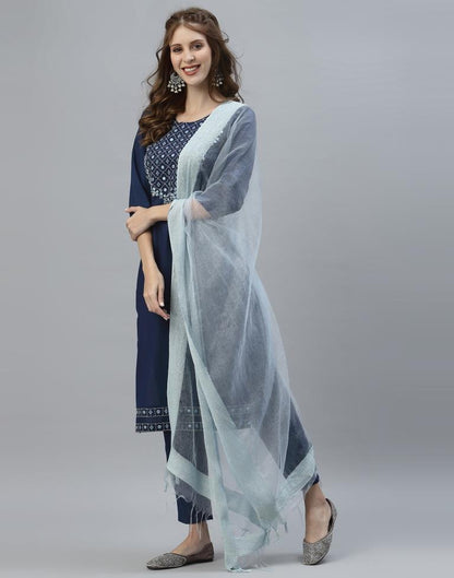 Navy Blue Kurti With Pant And Dupatta | Sudathi