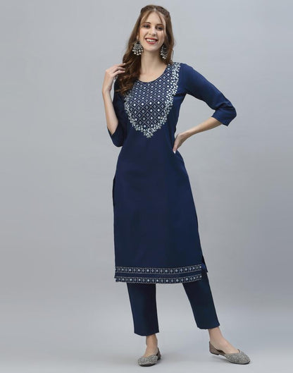 Navy Blue Kurti With Pant And Dupatta | Sudathi