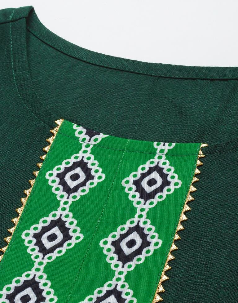 Bottle Green Kurti With Pant And Dupatta | Leemboodi