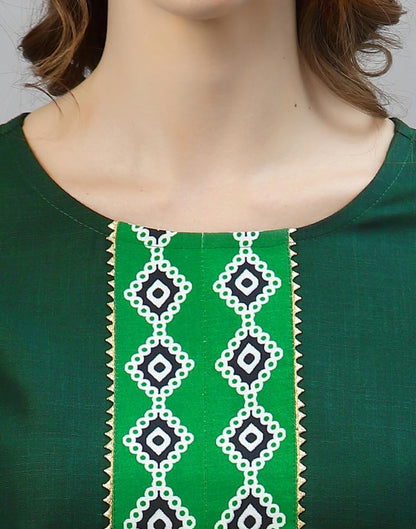 Bottle Green Kurti With Pant And Dupatta | Leemboodi