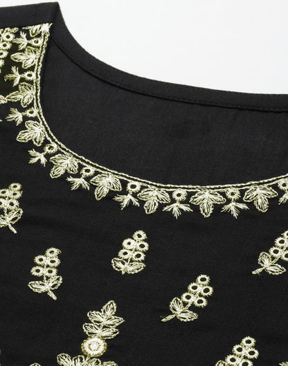 Black Kurti With Pant And Dupatta | Leemboodi