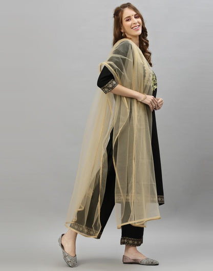 Black Kurti With Pant And Dupatta | Leemboodi