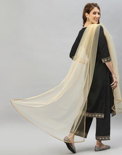 Black Kurti With Pant And Dupatta | Leemboodi