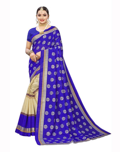 Royal Blue Coloured Silk Printed Casual saree | Leemboodi
