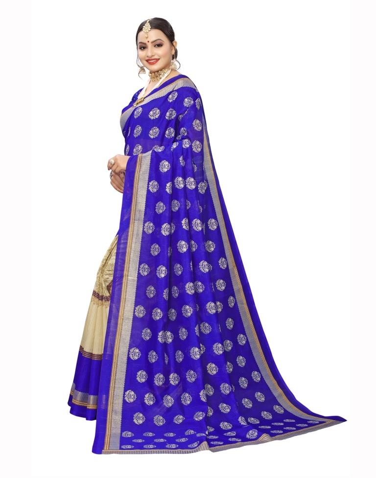 Royal Blue Coloured Silk Printed Casual saree | Leemboodi