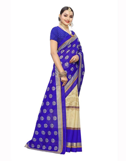 Royal Blue Coloured Silk Printed Casual saree | Leemboodi