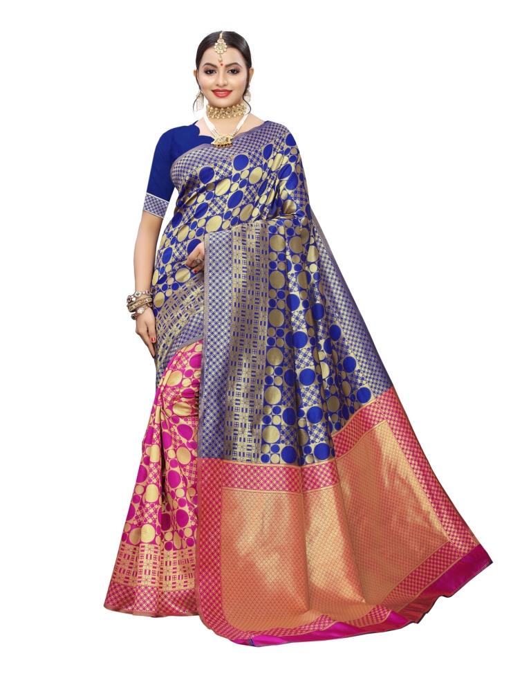 Royal Blue Coloured Poly Silk Jacquard Partywear saree | Leemboodi