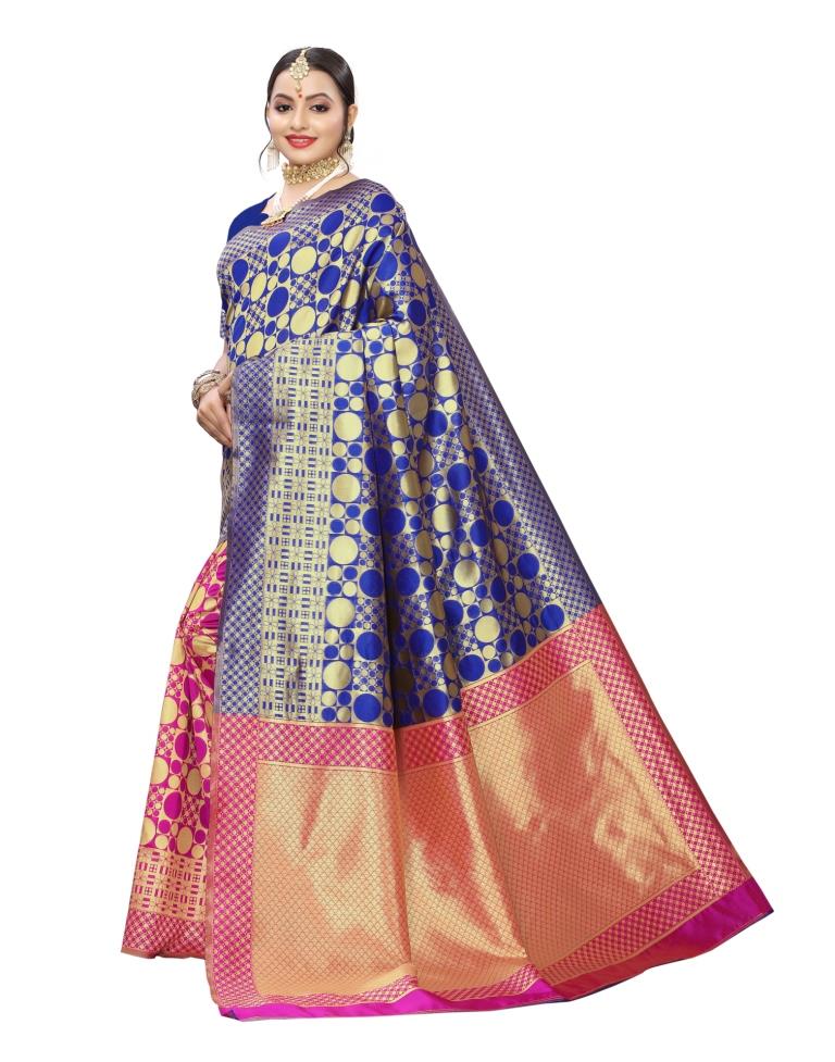 Royal Blue Coloured Poly Silk Jacquard Partywear saree | Leemboodi