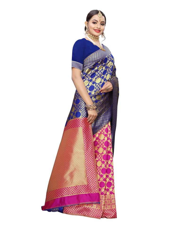 Royal Blue Coloured Poly Silk Jacquard Partywear saree | Leemboodi