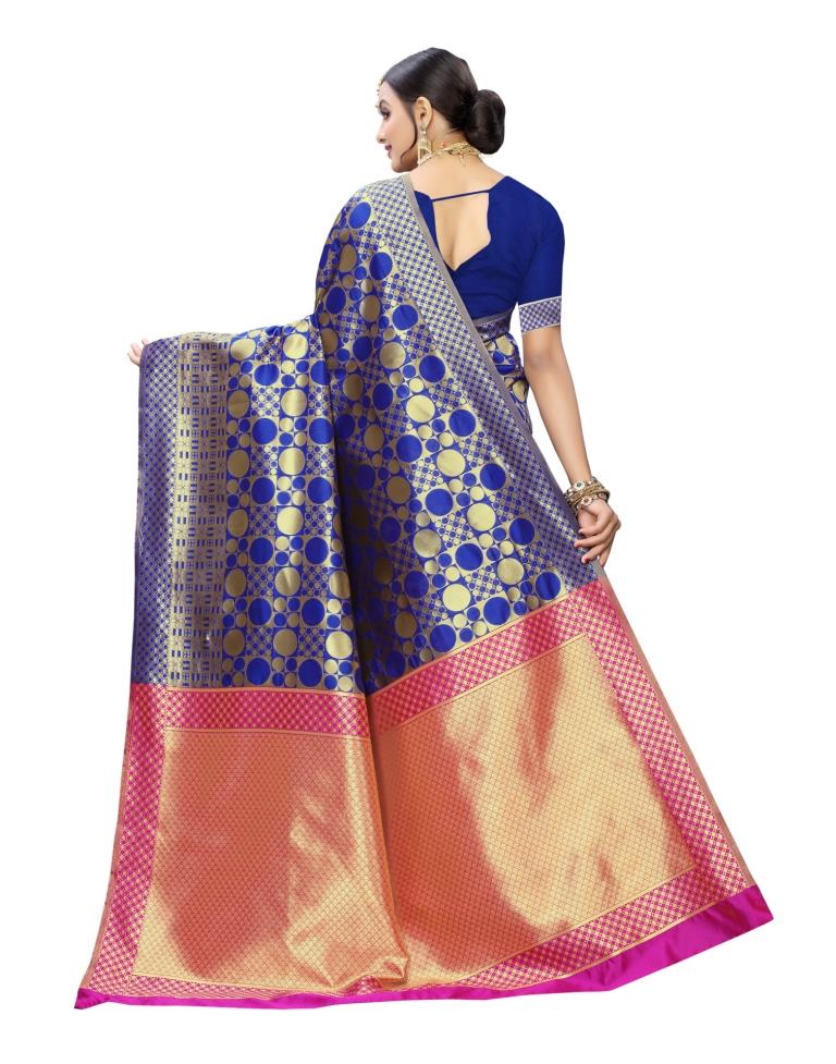 Royal Blue Coloured Poly Silk Jacquard Partywear saree | Leemboodi