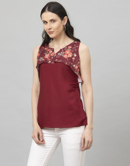 Adorable Maroon Coloured Digital Printed Crepe Tops | Sudathi