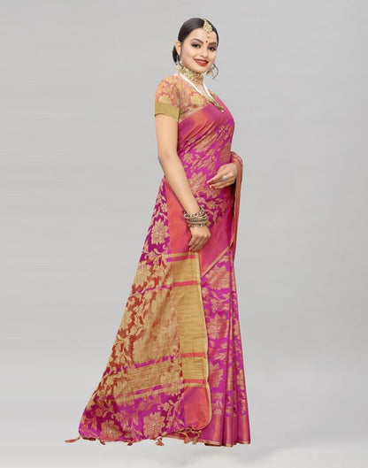 Pink Coloured Cotton Silk Woven Partywear saree | Leemboodi