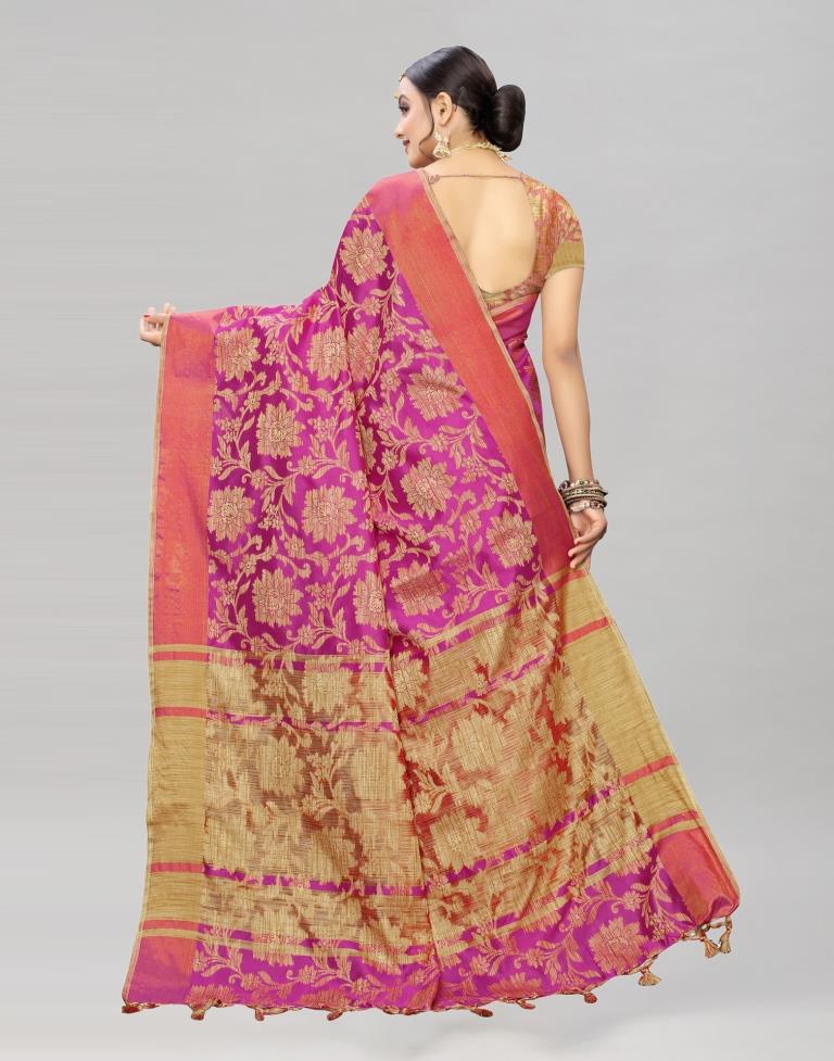 Pink Coloured Cotton Silk Woven Partywear saree | Leemboodi