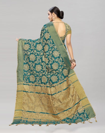 Turquoise Coloured Cotton Silk Woven Partywear saree | Leemboodi