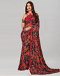 Navy Blue Printed Georgette Saree