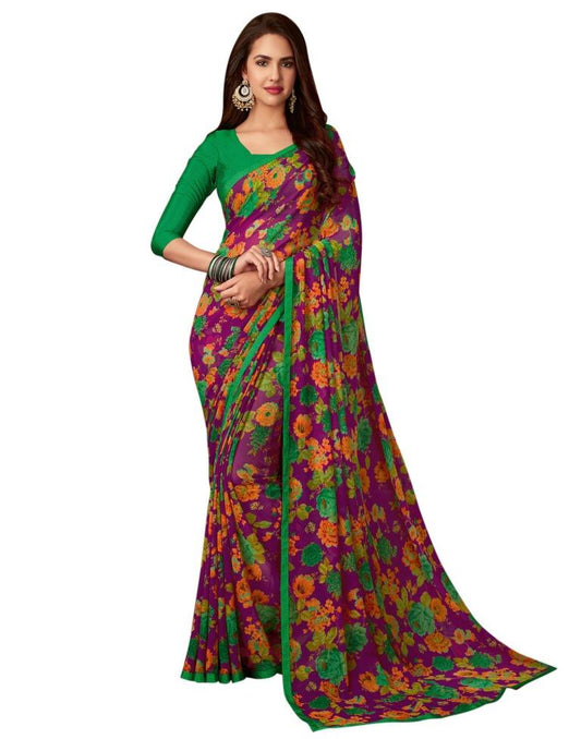 Purple Printed Saree | Leemboodi