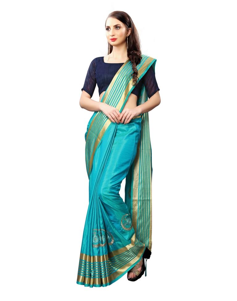 Blue Coloured Art Silk Emberoidered Partywear saree | Sudathi