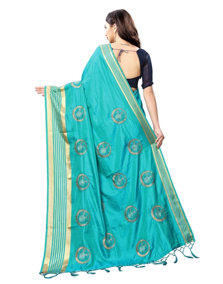 Blue Coloured Art Silk Emberoidered Partywear saree | Sudathi