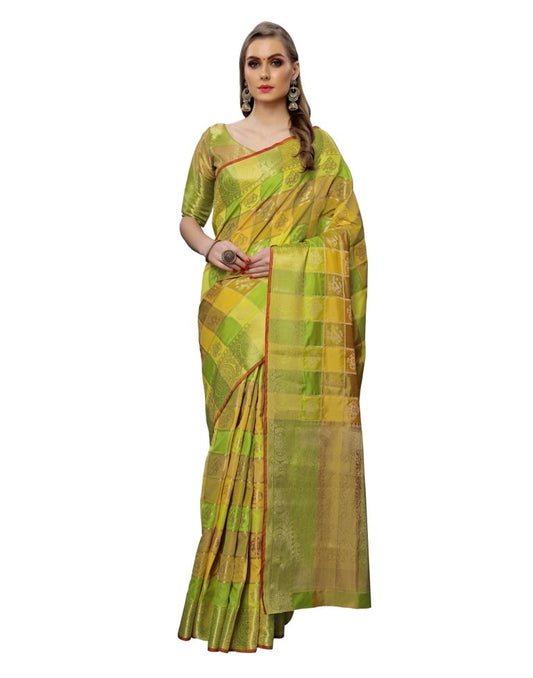 Green Coloured Poly Silk Jacquard Partywear saree | Leemboodi