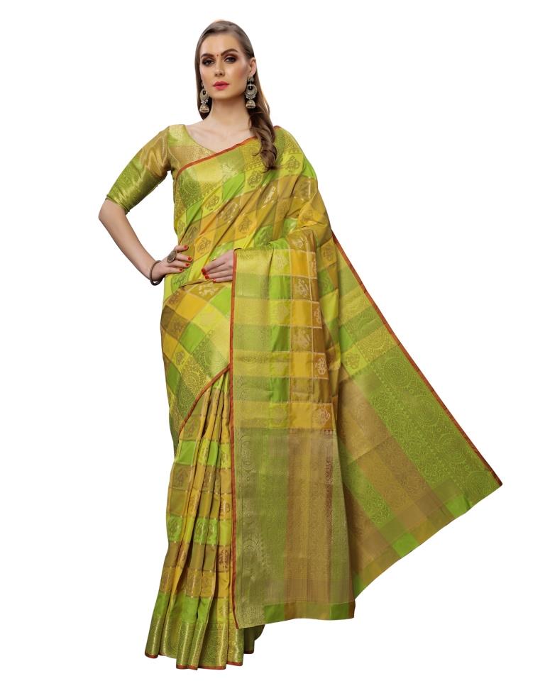 Green Coloured Poly Silk Jacquard Partywear saree | Leemboodi