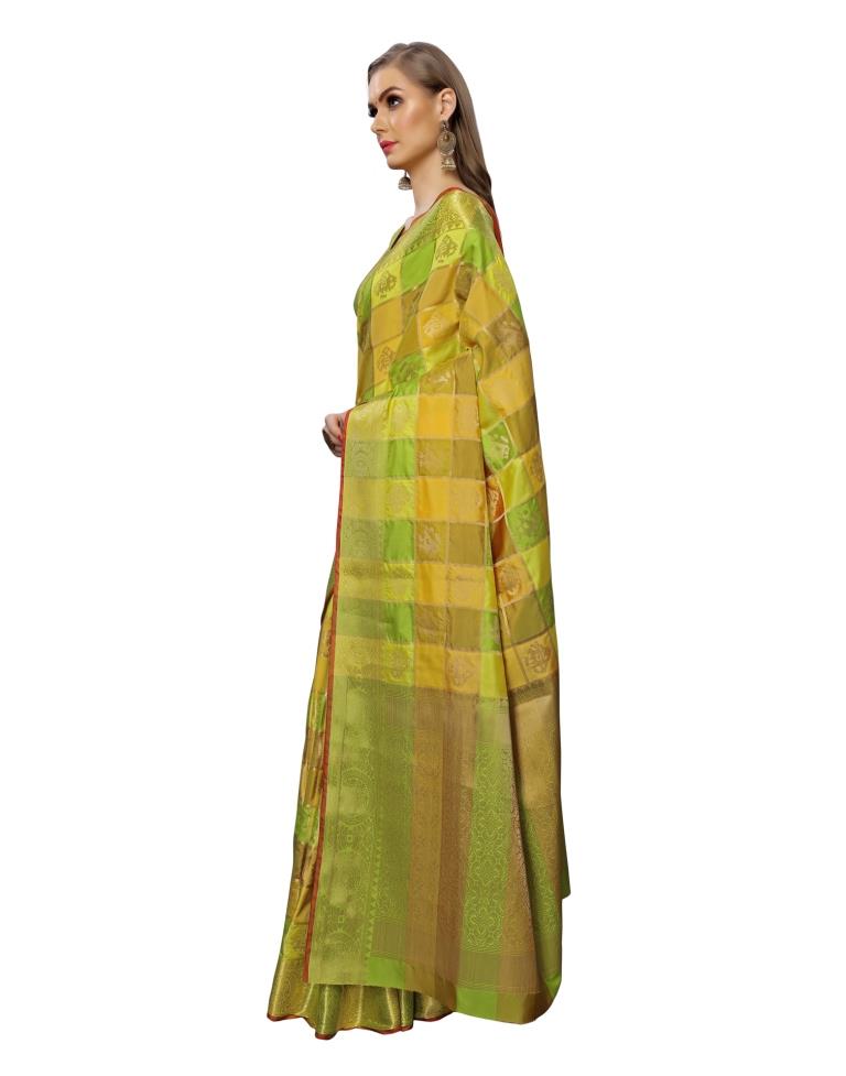 Green Coloured Poly Silk Jacquard Partywear saree | Leemboodi