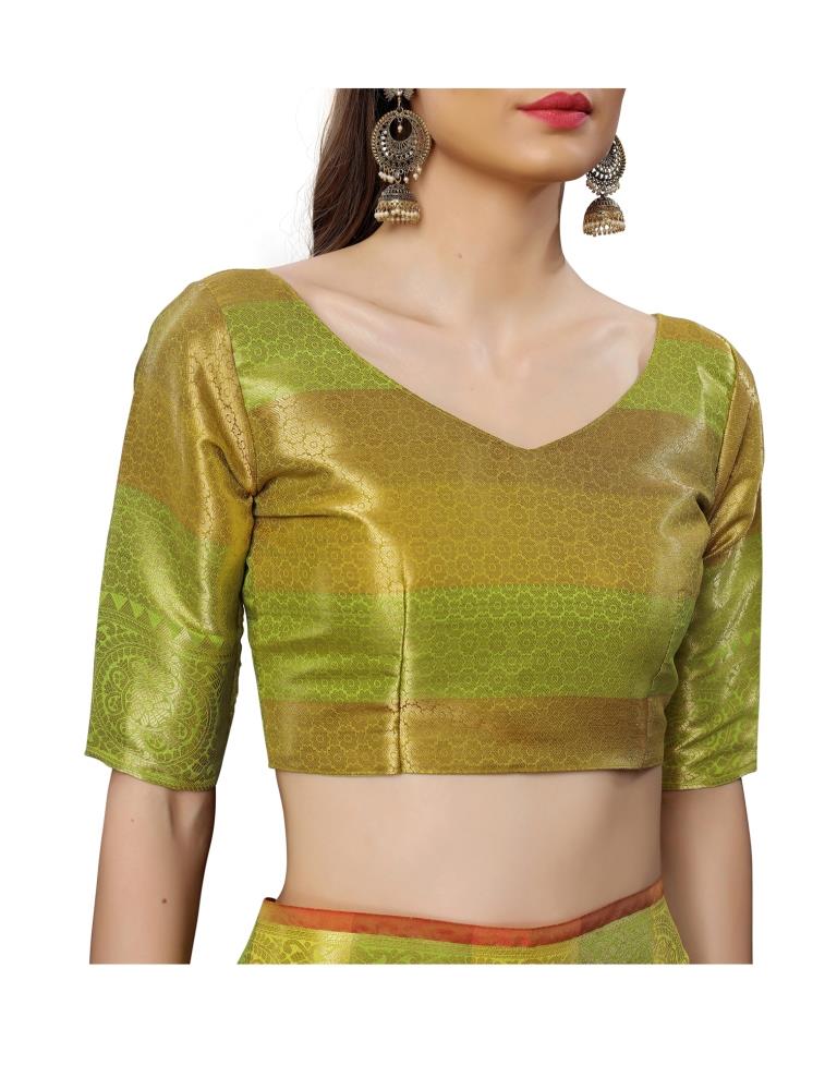 Green Coloured Poly Silk Jacquard Partywear saree | Leemboodi