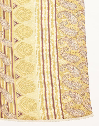 Yellow Printed Cotton A-Line Kurta Set with Dupatta