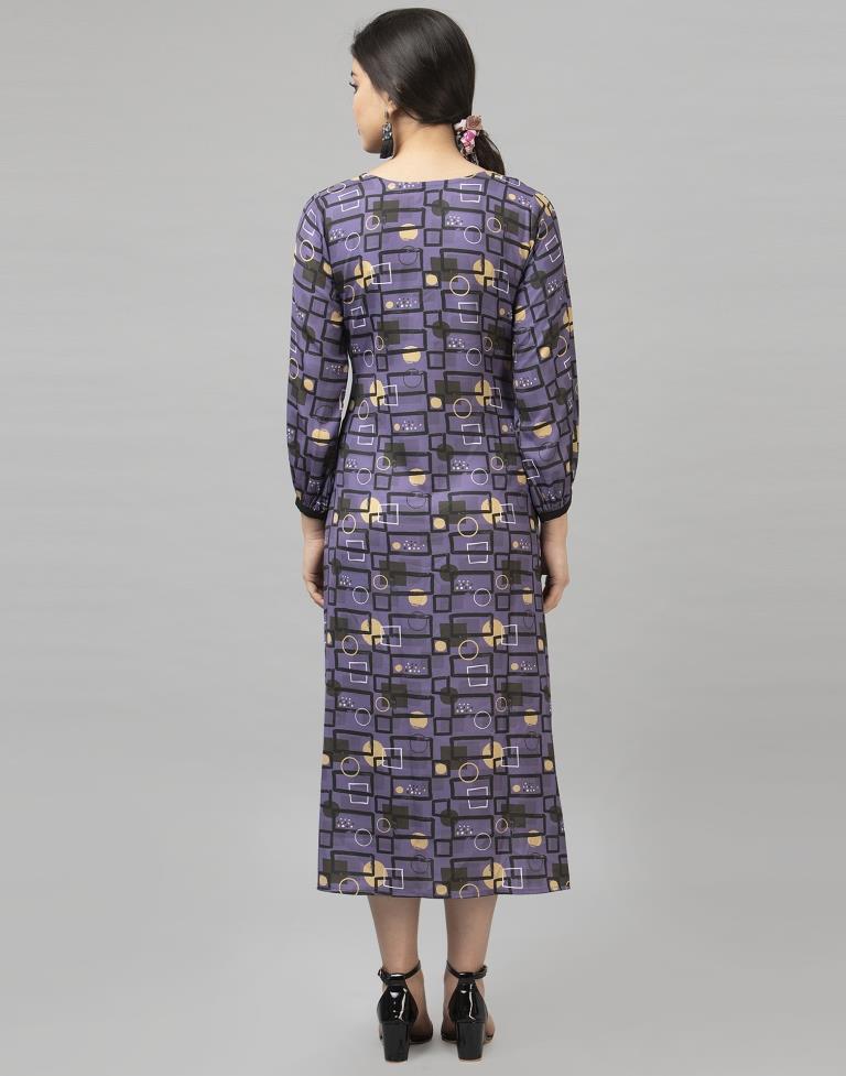 Versatile Purple Coloured Digital Printed Crepe Dress | Leemboodi