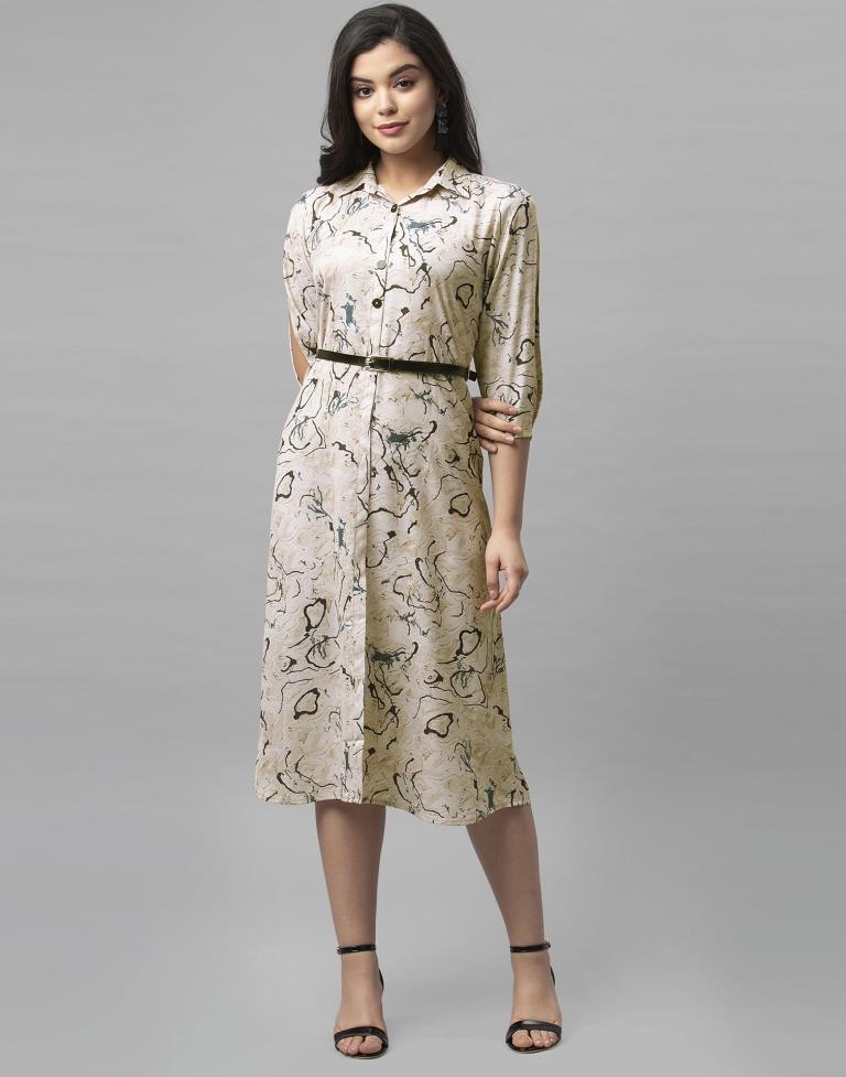 Delightful Cream Coloured Digital Printed Summer Cool Dress | Leemboodi