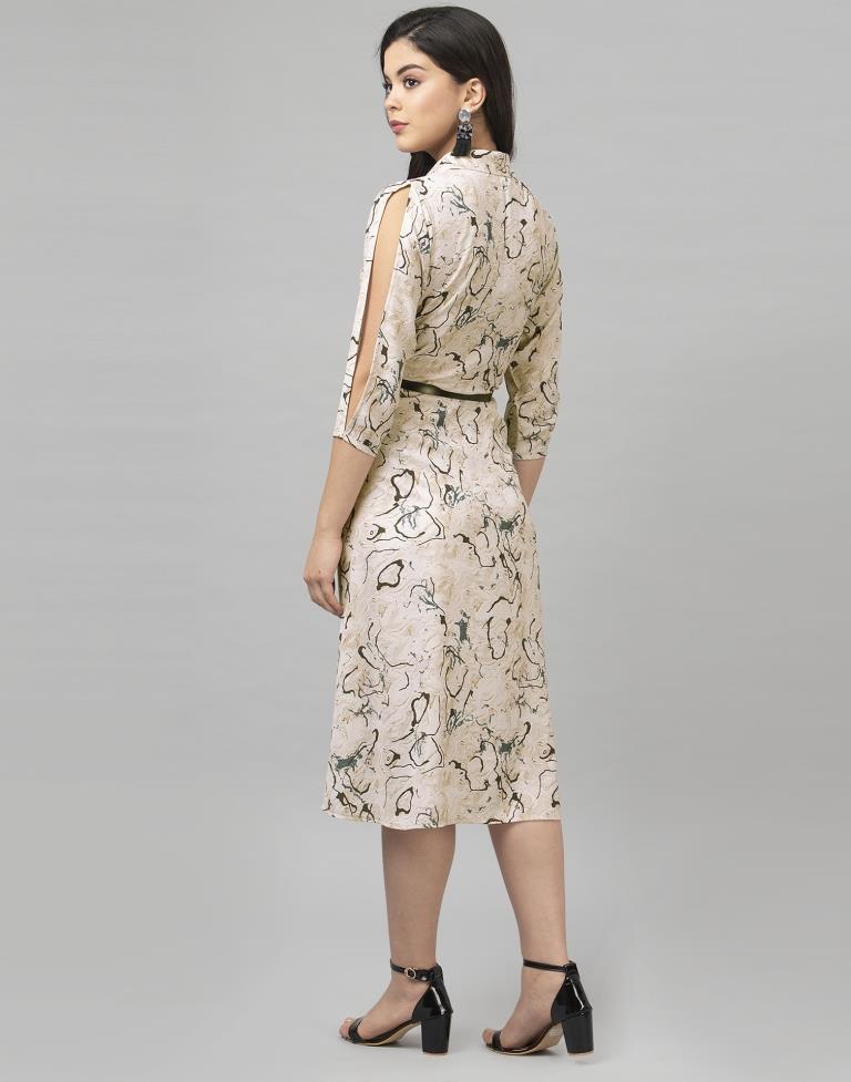 Delightful Cream Coloured Digital Printed Summer Cool Dress | Leemboodi