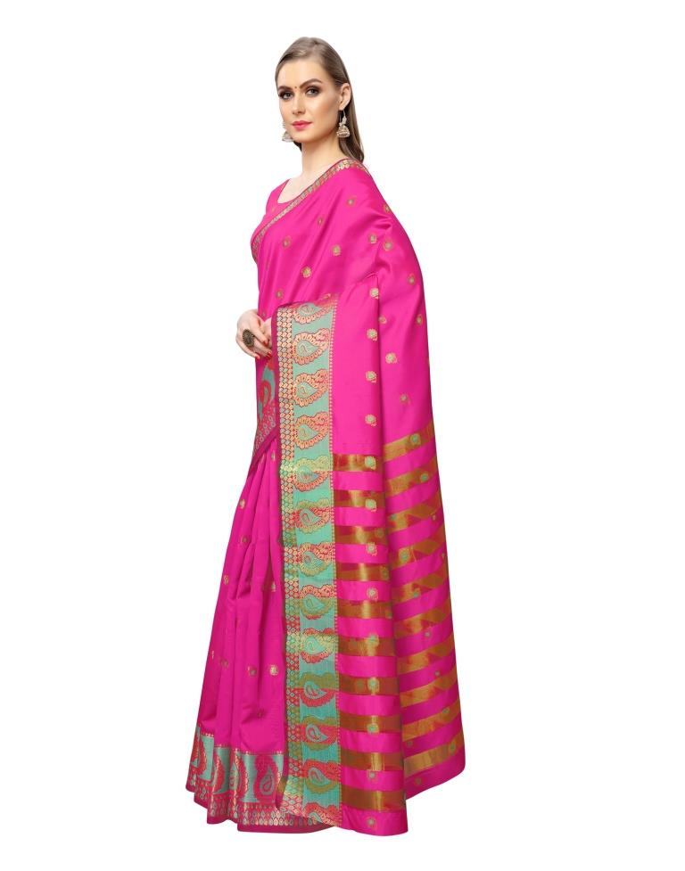 Pink Coloured Poly Silk Jacquard Partywear saree | Sudathi